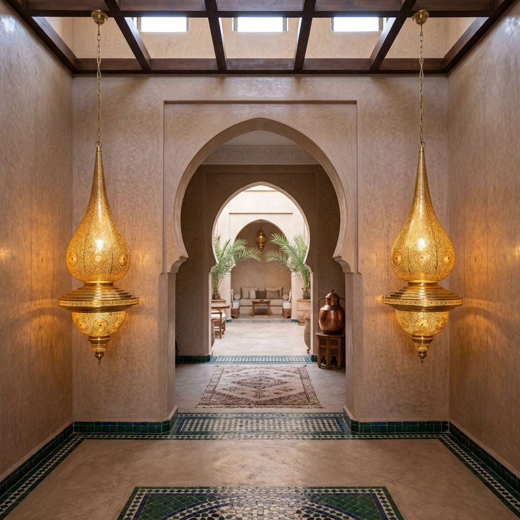 Moroccan perforated brass pendant chandelier 100 cm by Chabichi – image 2