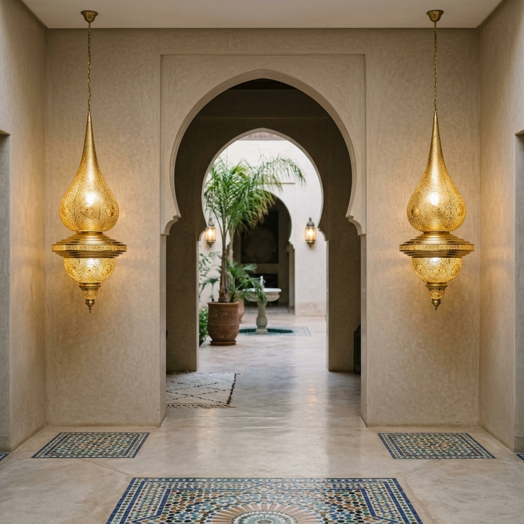 Moroccan perforated brass pendant chandelier 100 cm by Chabichi – image 3