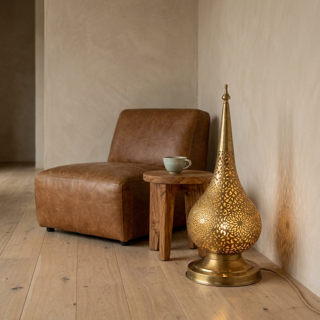 Handmade Moroccan perforated brass lantern 60 cm by Chabichi – image 3