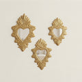Moroccan Golden Ex-Voto Heart Mirror | Handmade Brass Wall Mirror