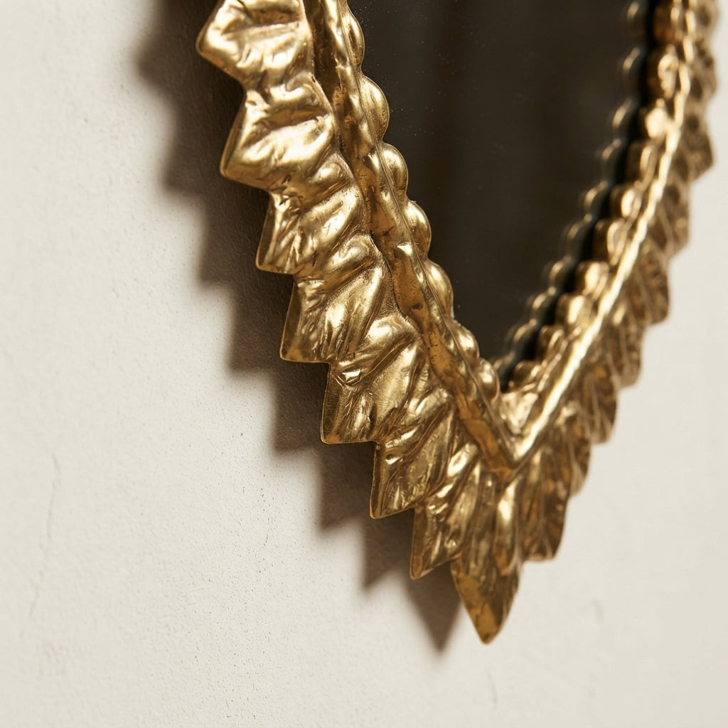 Moroccan Ex-Voto Mirror | Handmade Brass Heart Wall Mirror