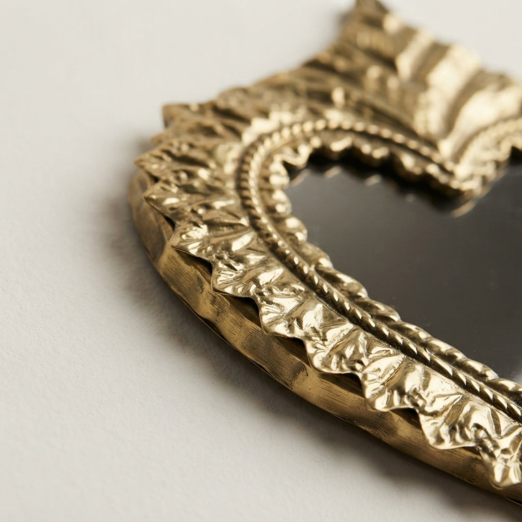 Moroccan Ex-Voto Mirror | Handmade Brass Heart Wall Mirror