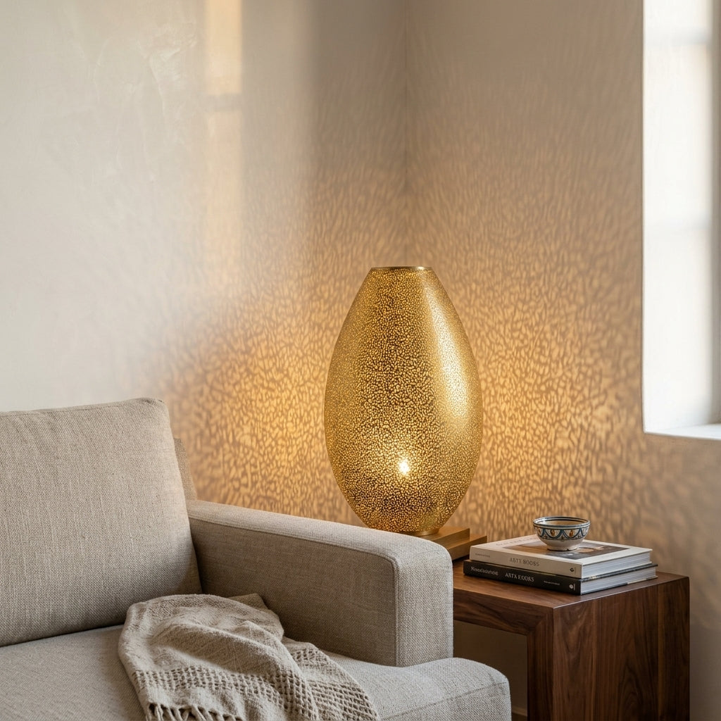 Moroccan perforated brass table lamp 60 cm by Chabichi – image 6
