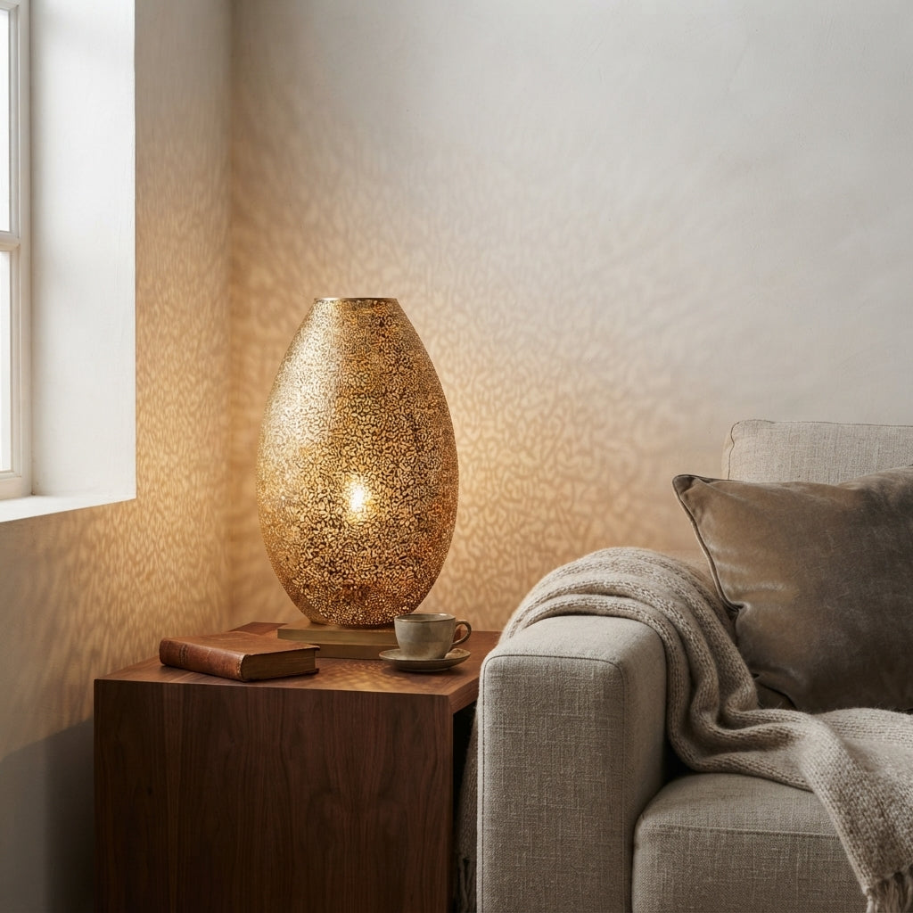 Moroccan perforated brass table lamp 60 cm by Chabichi – image 8