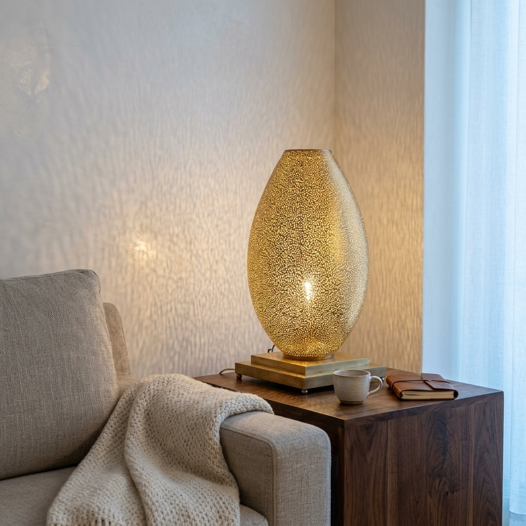 Moroccan perforated brass table lamp 60 cm by Chabichi – image 4