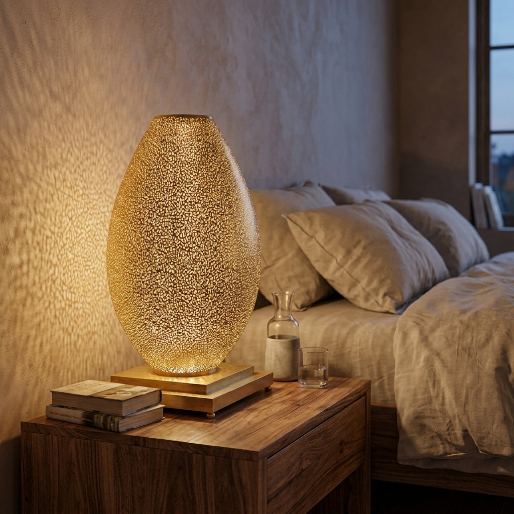 Moroccan perforated brass table lamp 60 cm by Chabichi – image 9