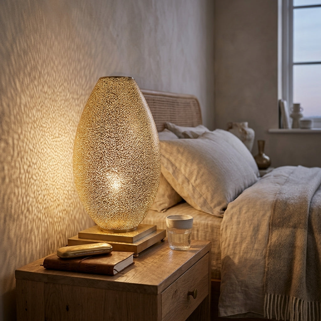 Moroccan perforated brass table lamp 60 cm by Chabichi – image 2