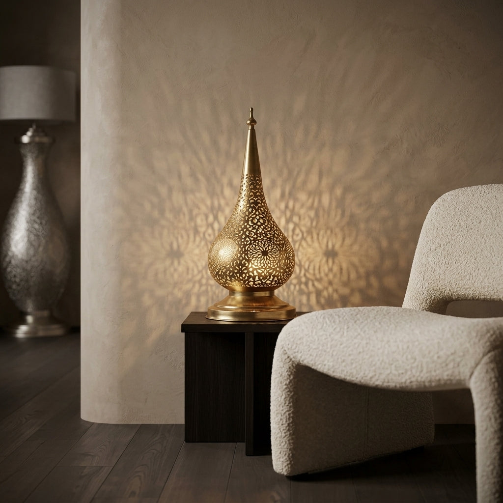 Handmade Moroccan perforated brass lantern 60 cm by Chabichi – image 9