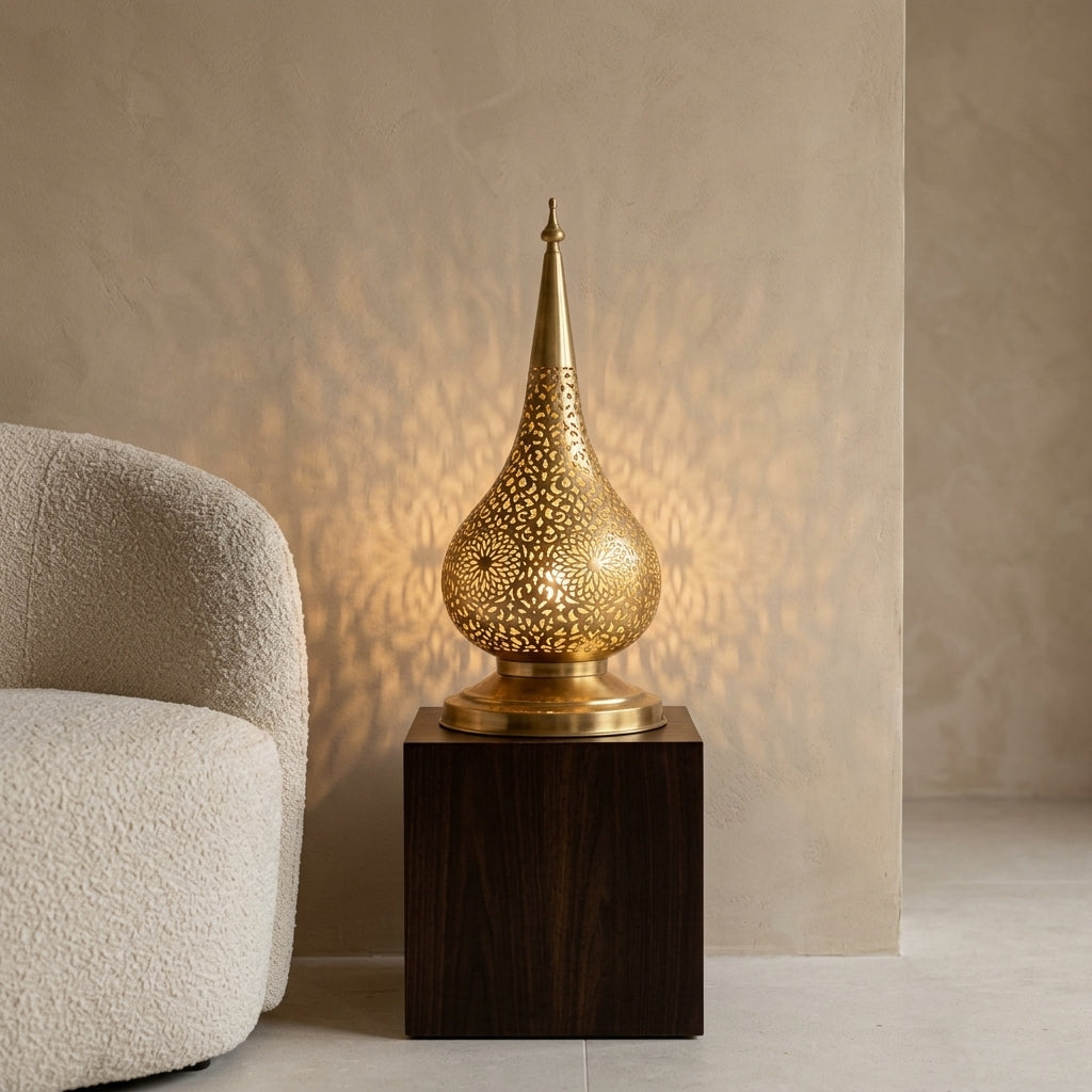 Handmade Moroccan perforated brass lantern 60 cm by Chabichi – image 7