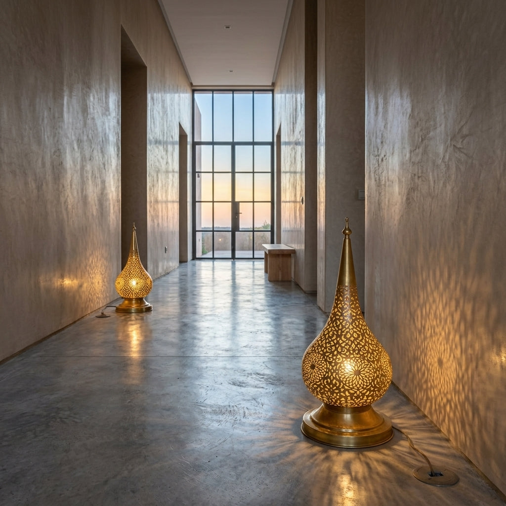 Handmade Moroccan perforated brass lantern 60 cm by Chabichi – image 5
