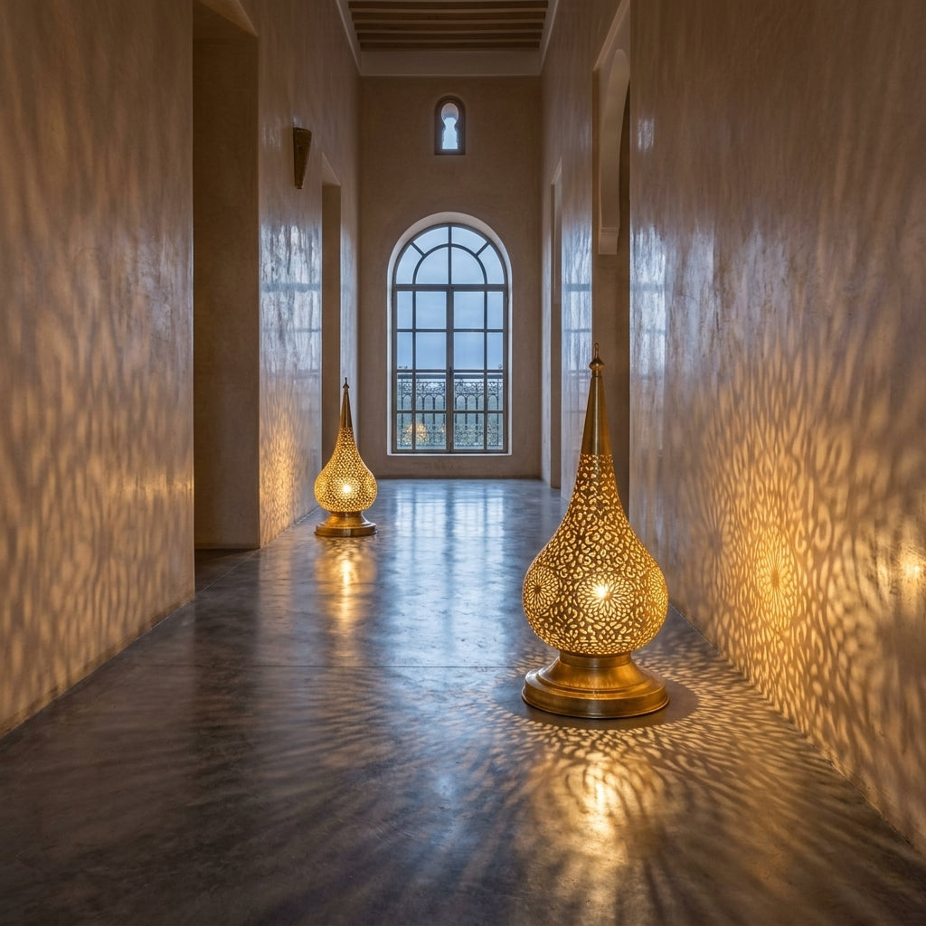 Handmade Moroccan perforated brass lantern 60 cm by Chabichi – image 2