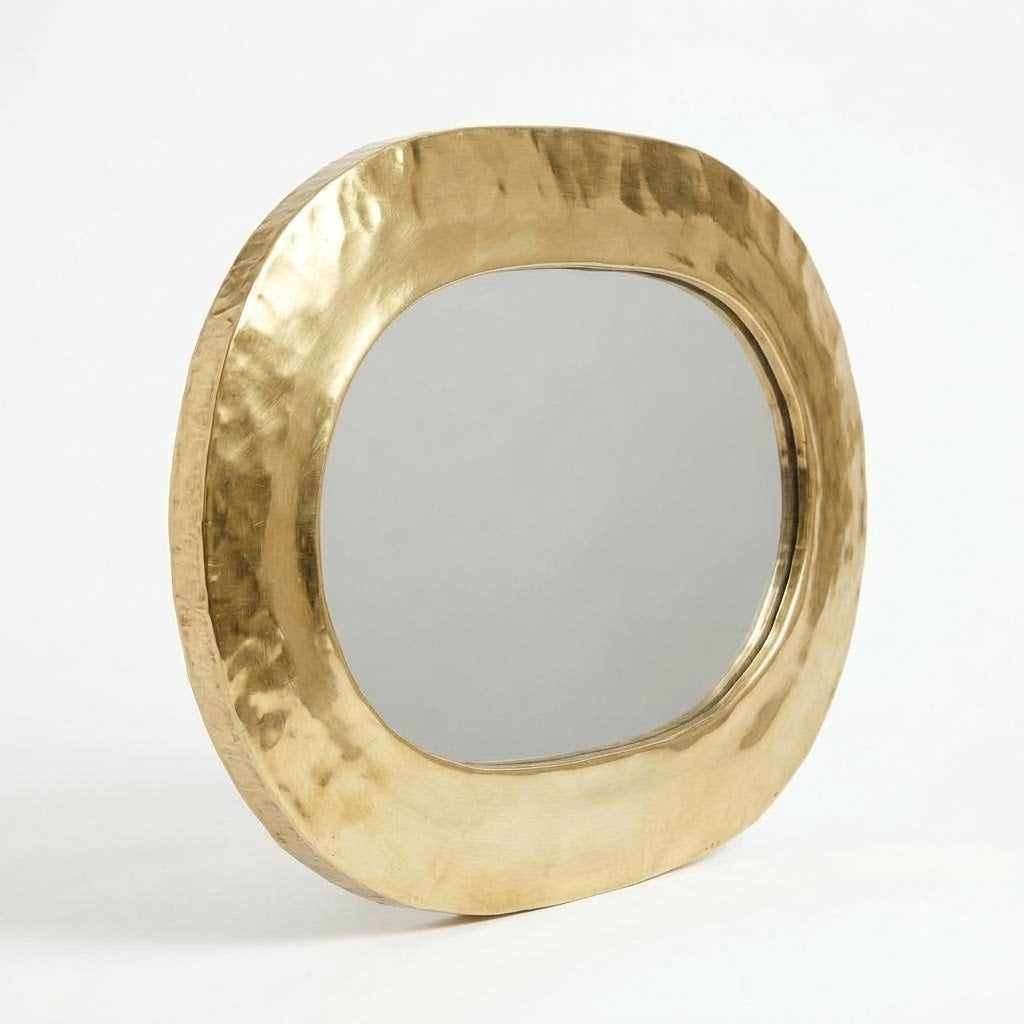 Mini Moroccan oval brass mirror — alternate interior view