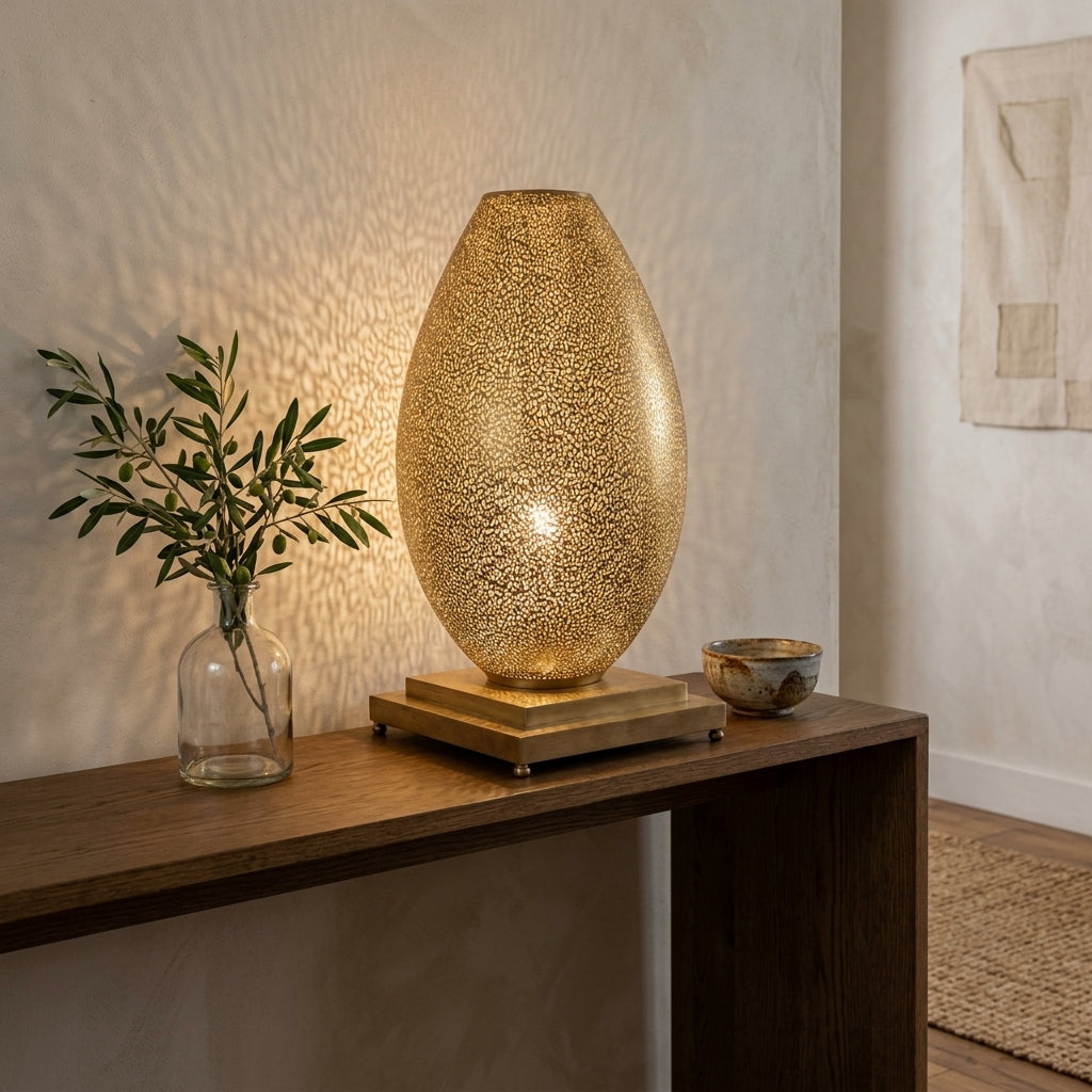 Moroccan perforated brass table lamp 60 cm by Chabichi – image 7