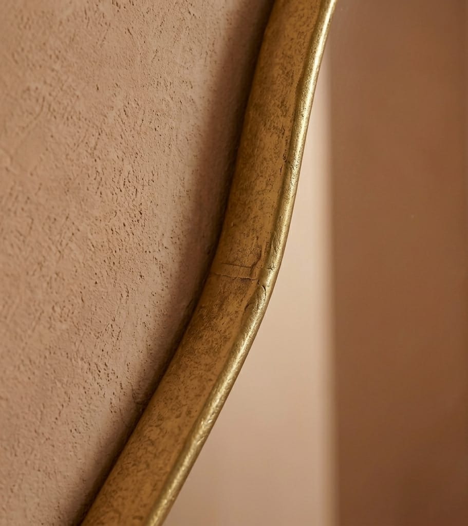 Ripple Organic Wall Mirror  Brushed Antique Gold Frame — 80 × 70 cm