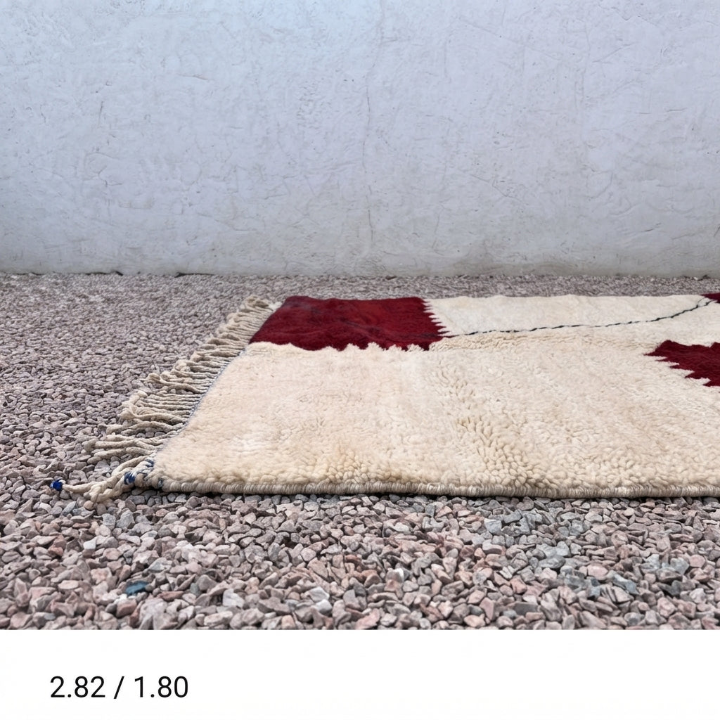 Handcrafted Abstract Moroccan Wool Rug, Terracotta Brown & Black Geometric Area Rug 300x270cm / 9.8x8.8ft, Luxury Large Berber Rug