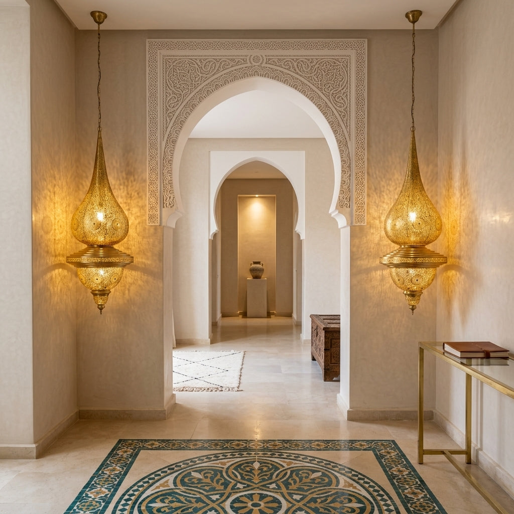 Moroccan perforated brass pendant chandelier 100 cm by Chabichi – image 8