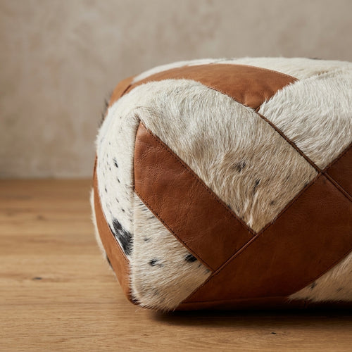 Handmade Cowhide Ottoman Pouf