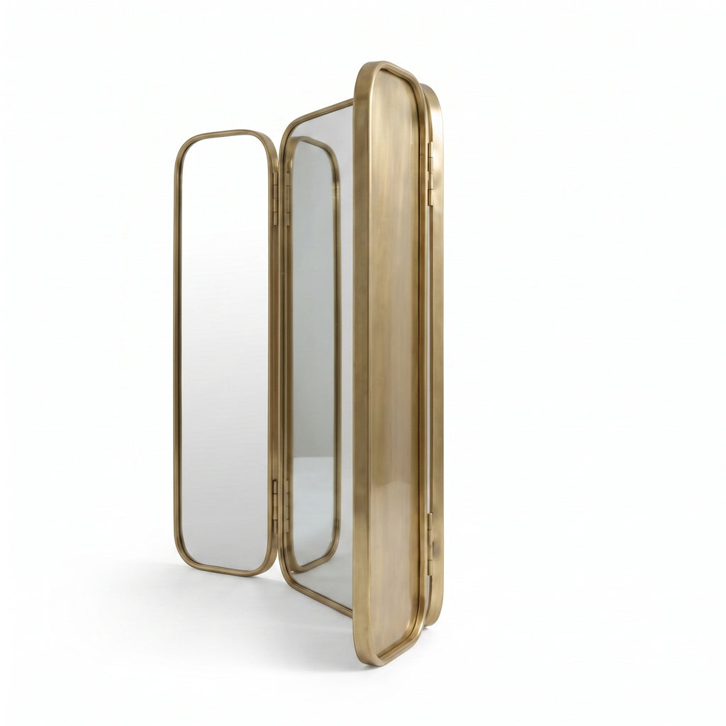 Moroccan Trifold Brass Mirror 70 × 75 cm | Chabichi