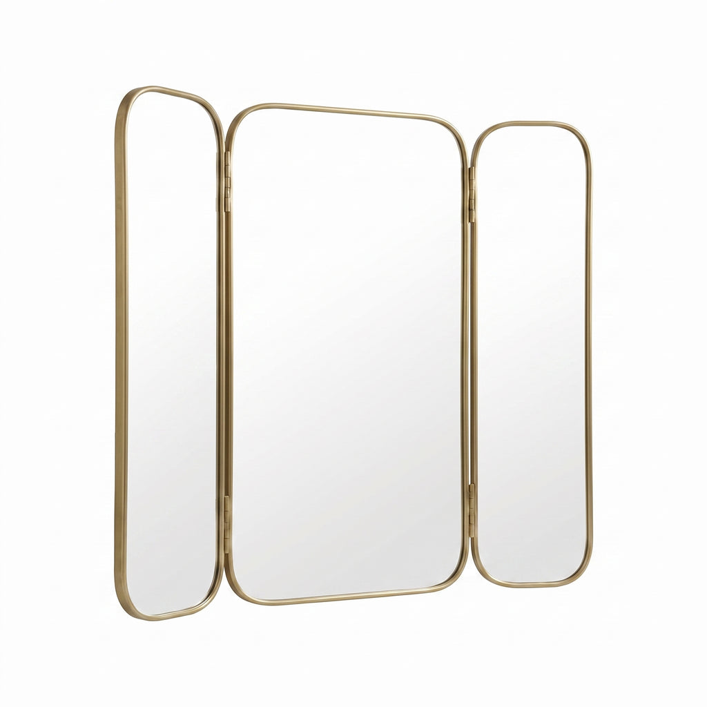 Moroccan Trifold Brass Mirror 70 × 75 cm | Chabichi