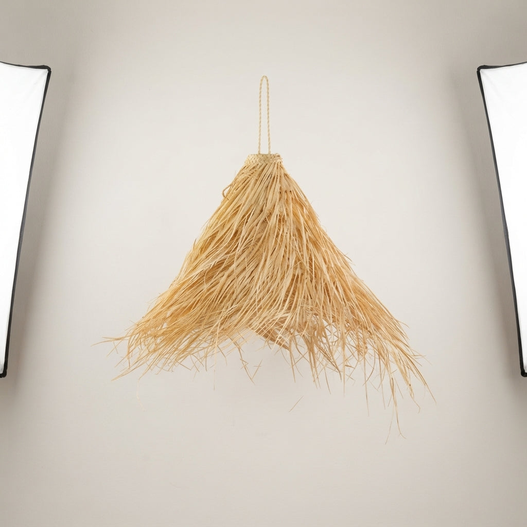 Handwoven Moroccan Palm Leaf Pendant | Natural Fiber