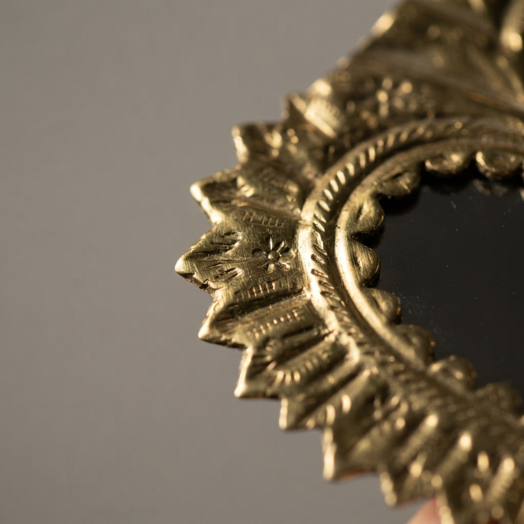 Moroccan Ex-Voto Mirror | Handmade Brass Heart Wall Mirror