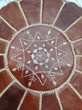 Handmade Black & White Patchwork Moroccan Leather Pouf