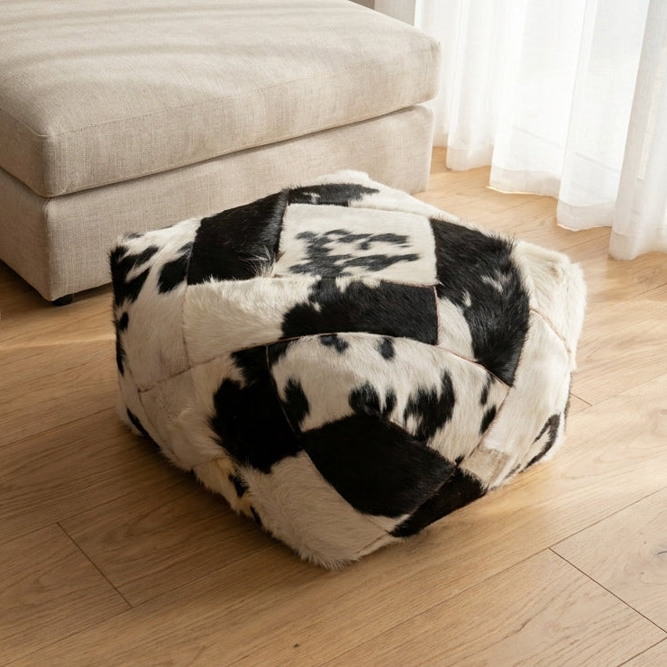 Handmade Cowhide Leather Pouf