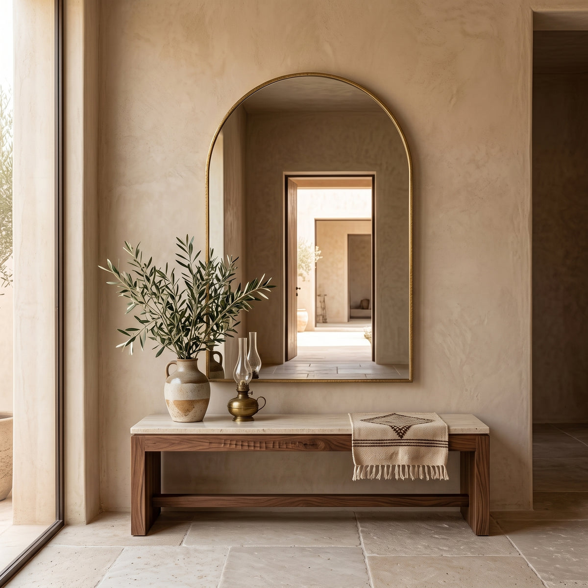 Moroccan Door-Arch Brass Mirror