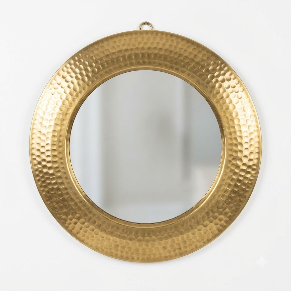 Mini Moroccan Brass Mirror — Round — 10 cm