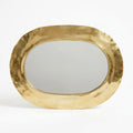 Mini Moroccan oval brass mirror, 10 cm, polished yellow brass — product view