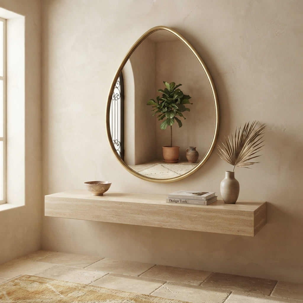 Moroccan Large Brass Egg Mirror