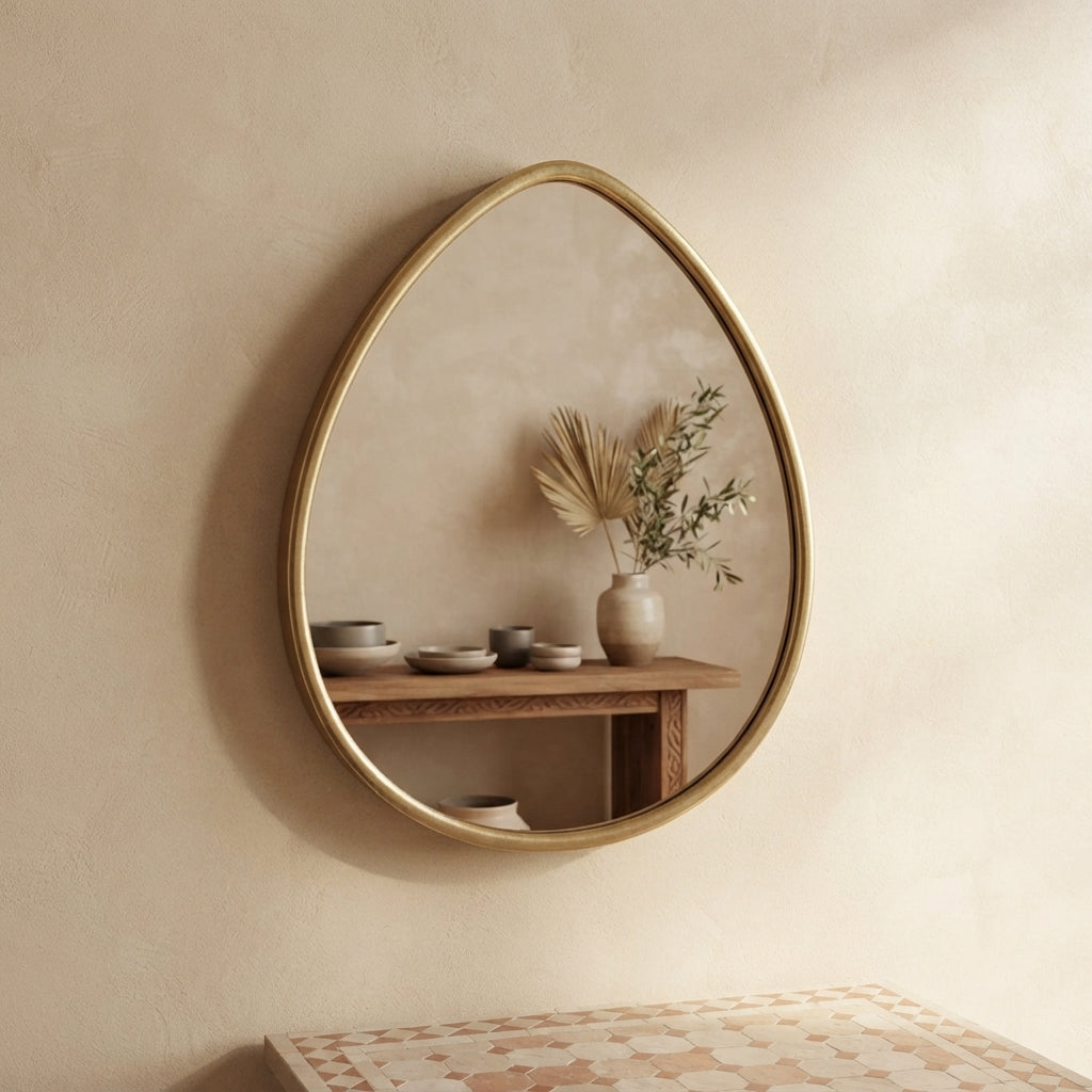 Moroccan Large Brass Egg Mirror