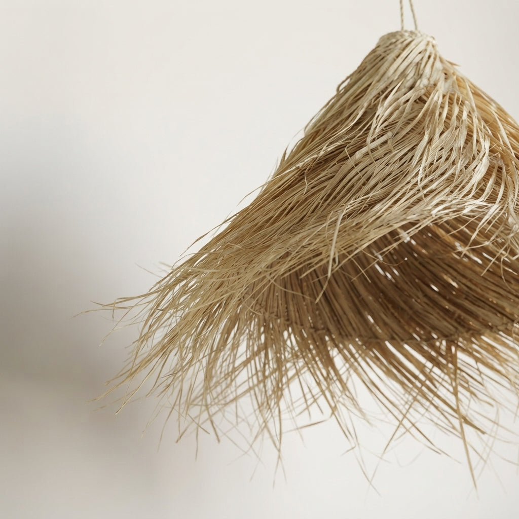 Handwoven Moroccan Palm Leaf Pendant | Natural Fiber