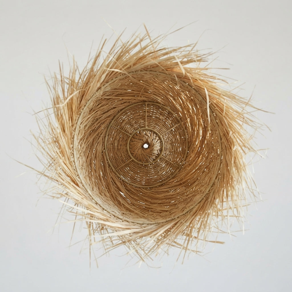 Handwoven Moroccan Palm Leaf Pendant | Natural Fiber