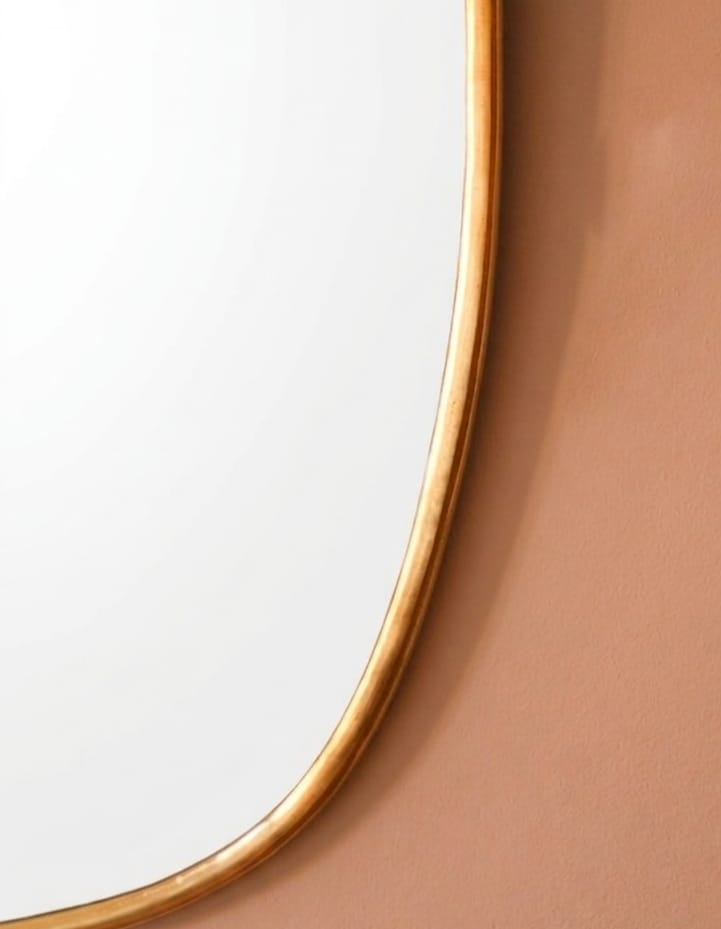 Ripple Organic Wall Mirror  Brushed Antique Gold Frame — 80 × 70 cm