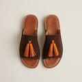 Handcrafted Moroccan Leather Slides, Genuine Suede Tassel Mules EU 37-42, Authentic Artisanal Summer Sandals, Boho Flat Slip-On Shoes