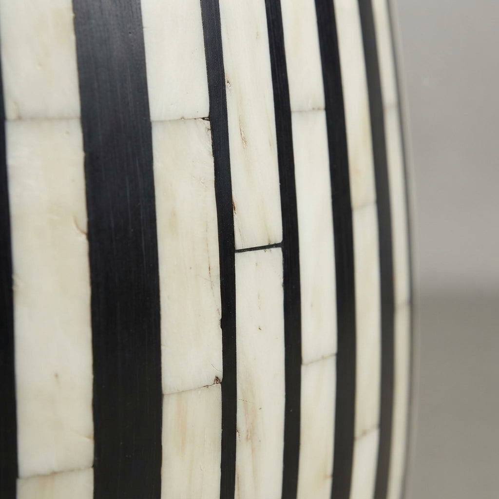 Moroccan Yellow Wood & Cream Resin Drum Side Table | 40 × 50 cm