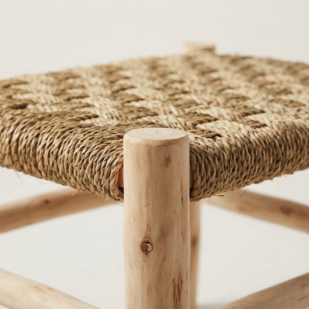 Handwoven Moroccan Palm Fiber Bench