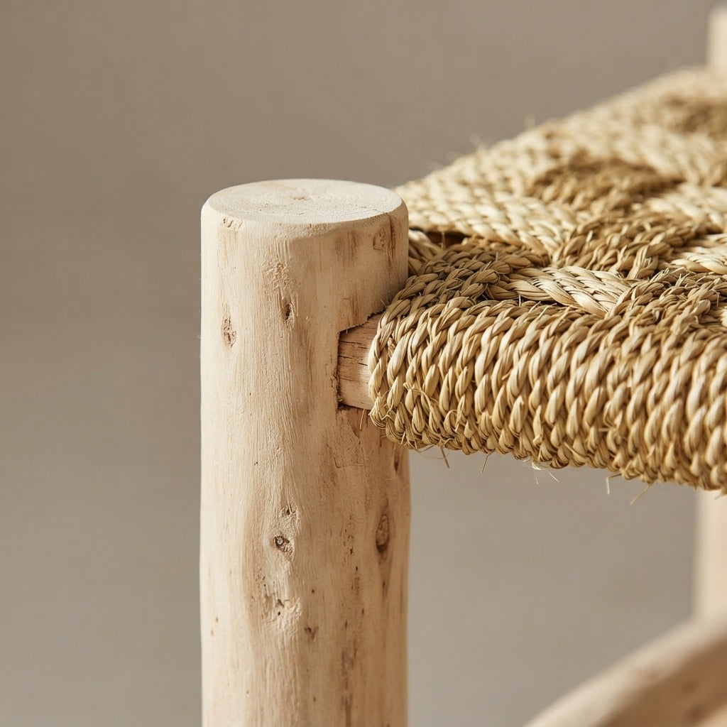 Handwoven Moroccan Palm Fiber Bench