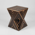 Moroccan Walnut & Black Resin Hourglass Side Table | 40 × 40 × 50 cm