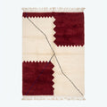 Handcrafted Modern Moroccan Wool Rug, Geometric Burgundy Red & Cream Area Rug 282x180cm / 9.2x5.9ft, Luxury Custom Berber Rug