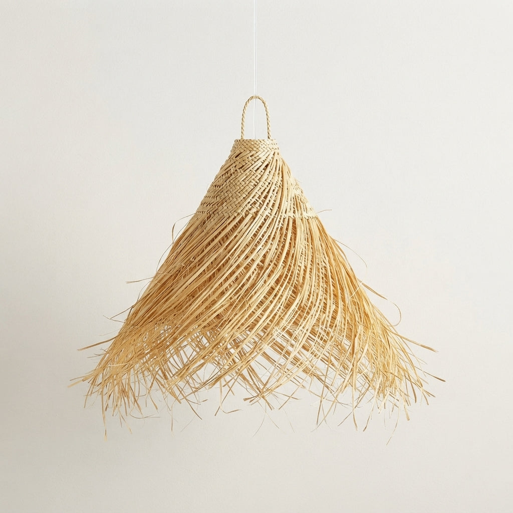 Handwoven Moroccan Palm Leaf Pendant | Natural Fiber