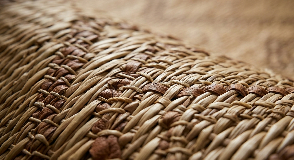 Luxury Mauritanian Reed and Leather Rug - Handmade Tribal Mat | Chabichi Collection