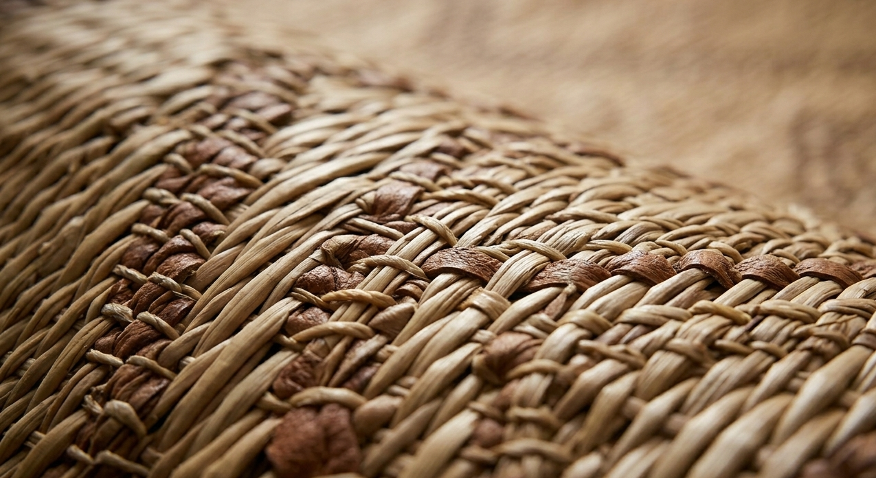 Luxury Mauritanian Reed and Leather Rug - Handmade Tribal Mat | Chabichi Collection
