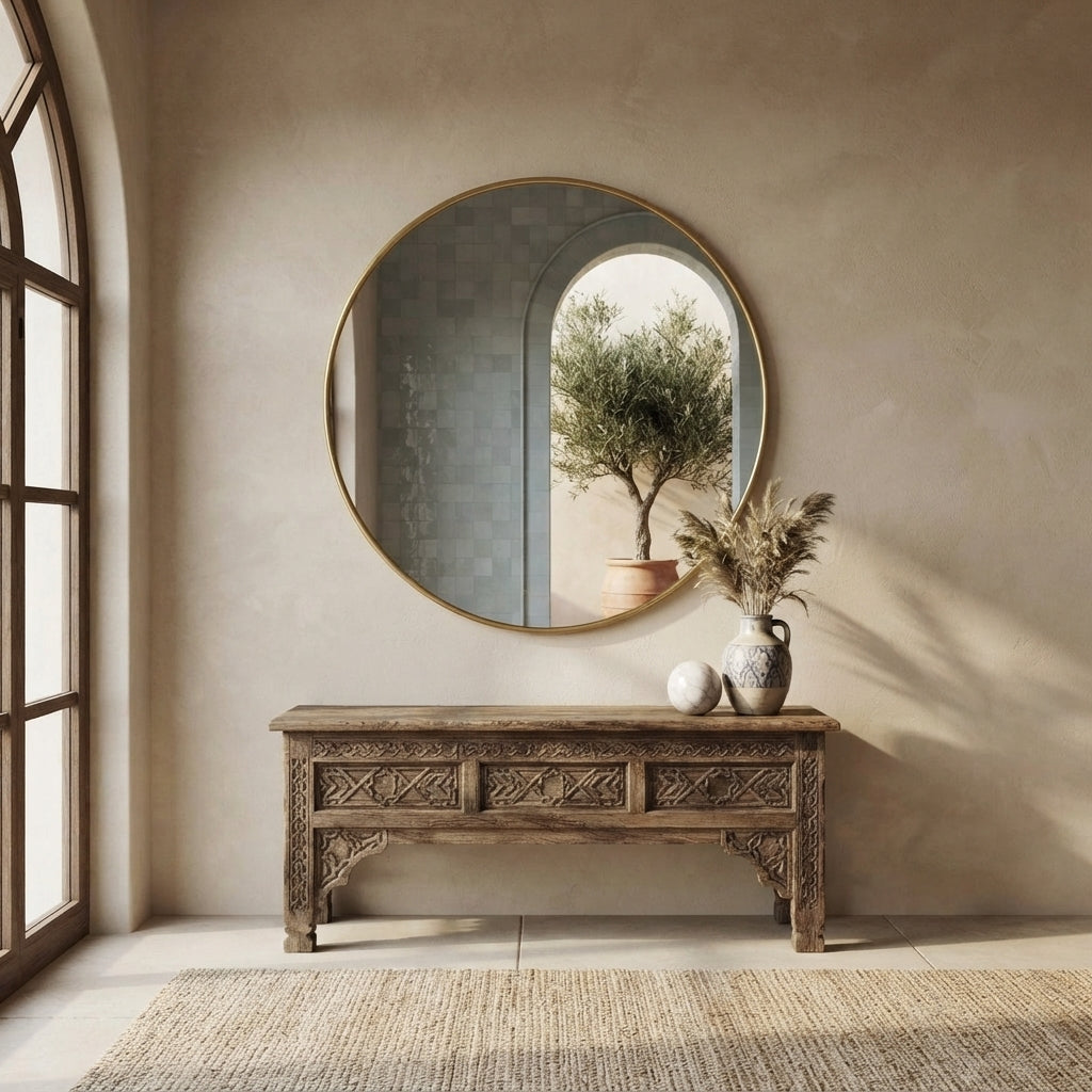 Atlas Halo — Handcrafted Moroccan Brass Mirror