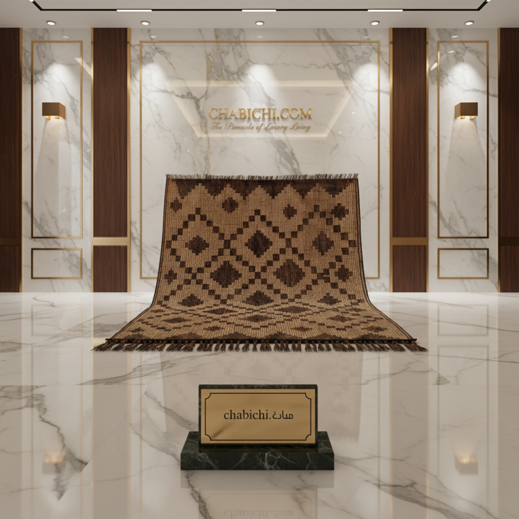 Luxury Mauritanian Reed and Leather Rug - Handmade Tribal Mat | Chabichi Collection
