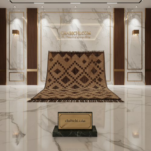 Luxury Mauritanian Reed and Leather Rug - Handmade Tribal Mat | Chabichi Collection