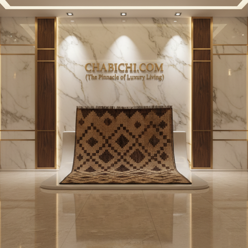 Luxury Mauritanian Reed and Leather Rug - Handmade Tribal Mat | Chabichi Collection