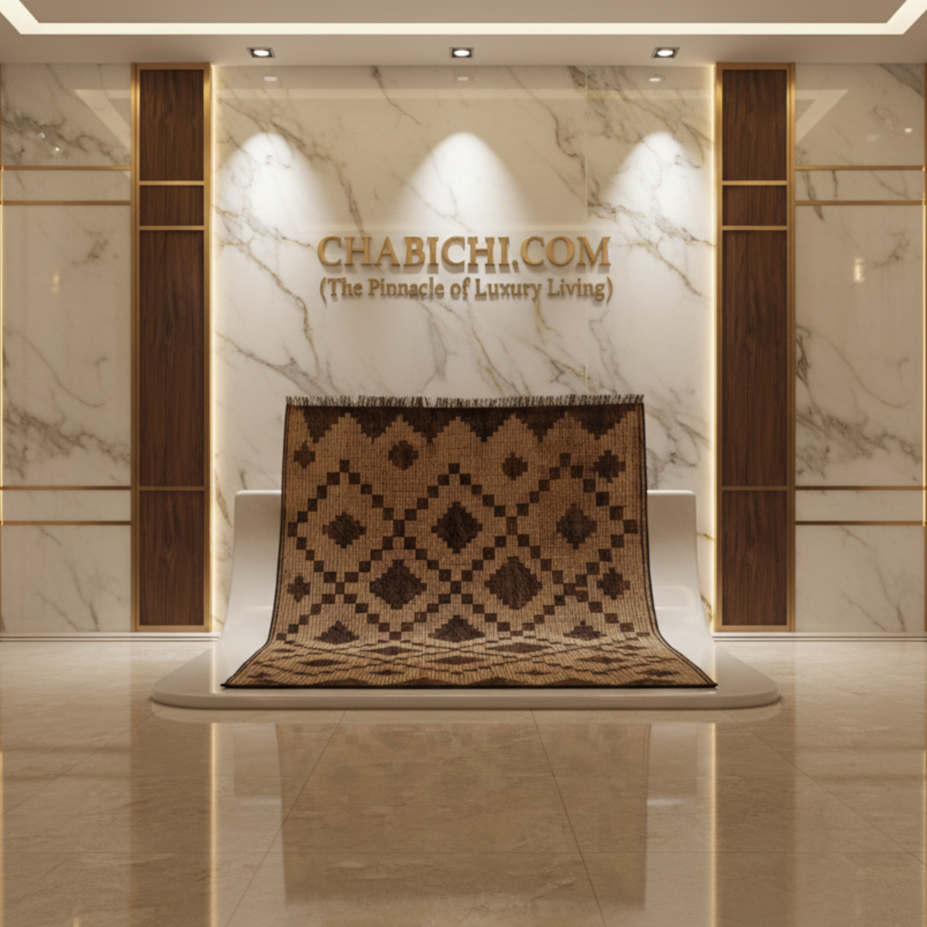 Luxury Mauritanian Reed and Leather Rug - Handmade Tribal Mat | Chabichi Collection