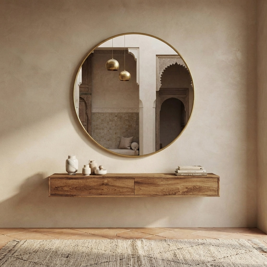 Atlas Halo — Handcrafted Moroccan Brass Mirror